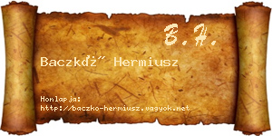 Baczkó Hermiusz névjegykártya